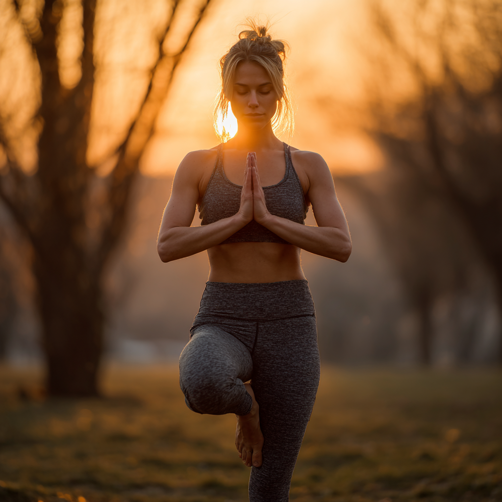 Nyugodt yoga meditáció természetes környezetben